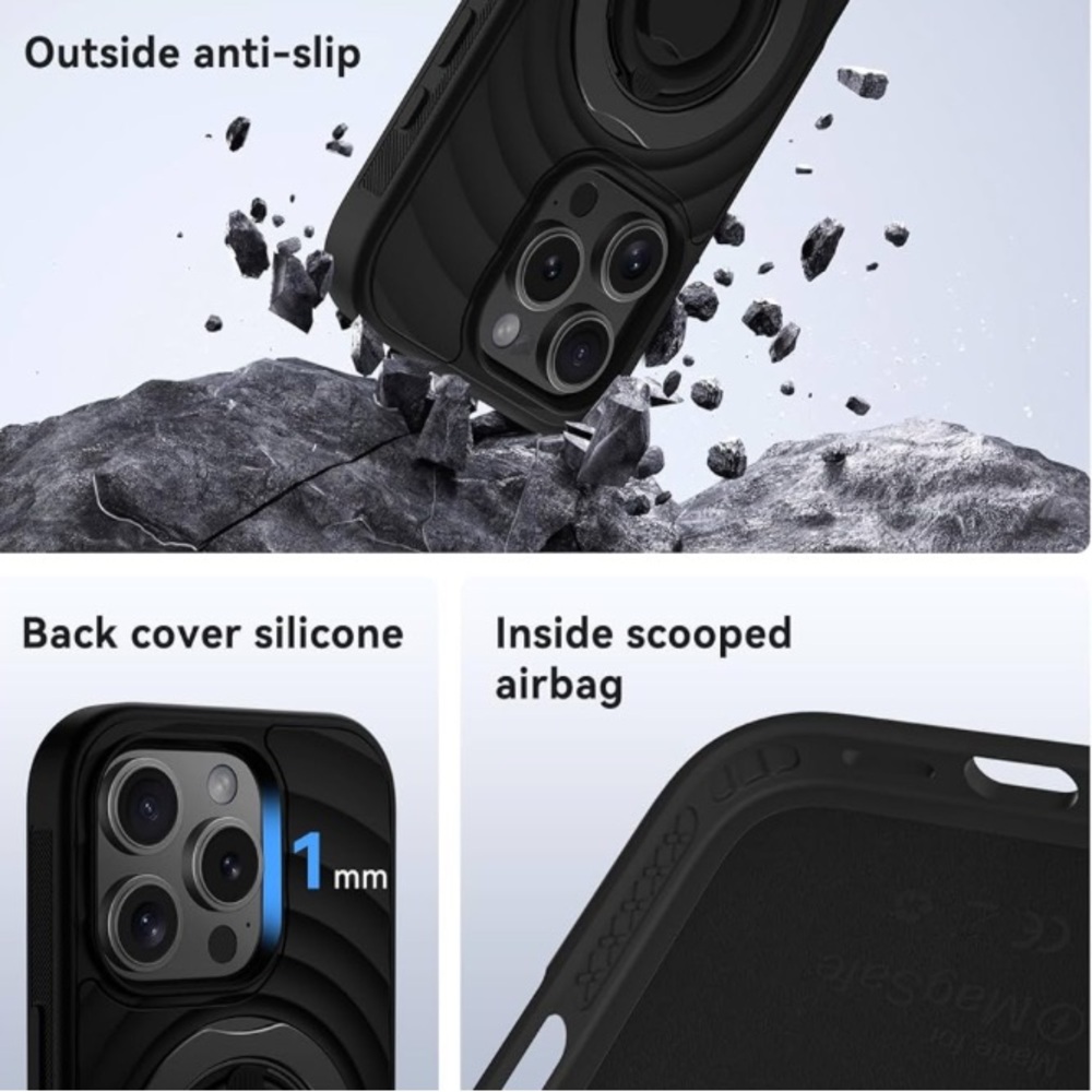 Magnetic Ring Stand for iPhone 16 pro max Case Black NEW - Picture 6 of 9